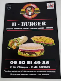 H Burger à Dourdan carte