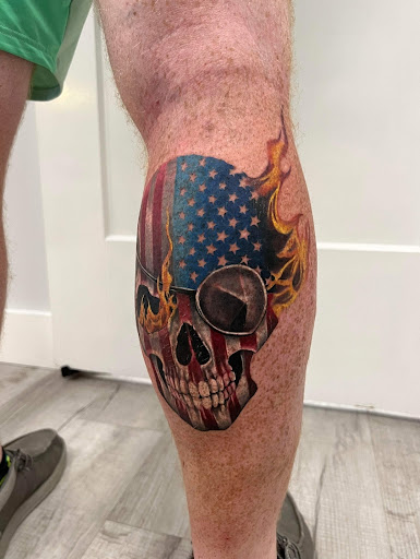 Explore womens thigh tattoo ideas, creative tattoo ideas in Concord, available at The Lost Sheep Tattoo