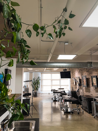 Explore lady thigh tattoo ideas, creative tattoo ideas in Long Beach, available at The Raven and The Wolves