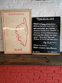 Restaurant Alma à Paris (le menu)