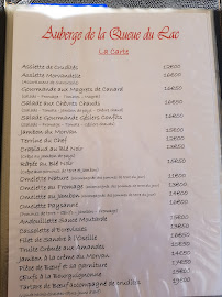 Restaurant Auberge de la Queue du Lac à Moux-en-Morvan (le menu)