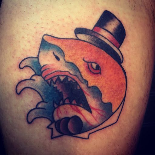 Explore thigh cover up tattoo ideas, creative tattoo ideas in Benton, available at Three KingsTattoos