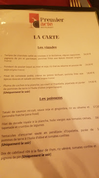 Restaurant Premier acte restaurant à Villefranche-sur-Saône (le menu)
