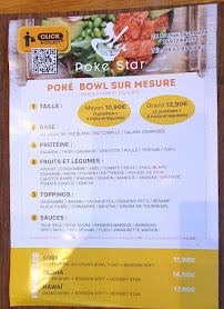 Carte du Poke Star《healthy food》 à Paris