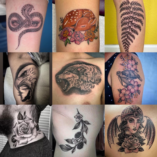 Explore tattoo ideas for free spirit, creative tattoo ideas in Santa Rosa, available at Anchor Rose Tattoo
