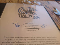 Tiki Plage à Saint-Raphaël menu