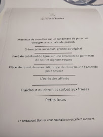 Carte du Restaurant Philippe Bohrer à Rouffach