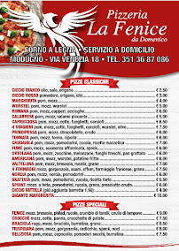 Menu du Pizzeria La Fenice à Modugno