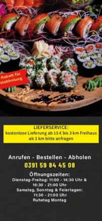 Torii Restaurant à Magdeburg menu