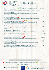 Menu du The Red Lion à Desertines