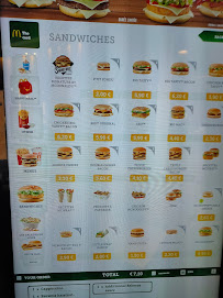 Menu / carte de McDonald's à Liffré