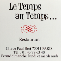 Photos du propriétaire du Restaurant français le temps au temps à Paris - n°20