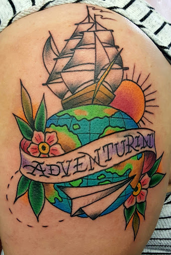 Explore mens knee tattoo ideas, creative tattoo ideas in Modesto, available at Inkwell Tattoo