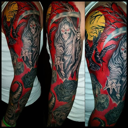 Explore ideas for thigh tattoos, creative tattoo ideas in Bloomfield, available at Tattoo Garage