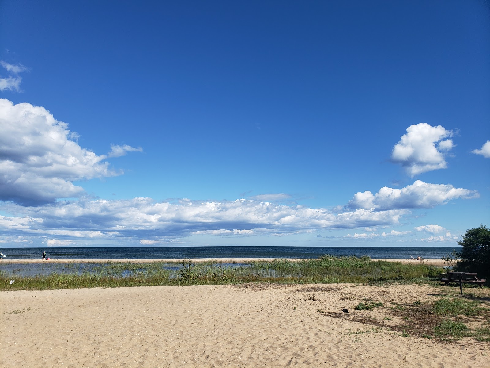 Foto av AuSable Shoreline Park Beach med turkos rent vatten yta