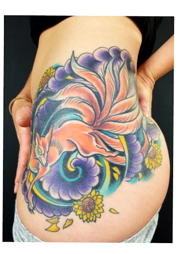 Explore leg tattoos ideas, creative tattoo ideas in Powell, available at Hummingbird Tattoo Studio