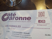 Côté Garonne à Toulouse menu