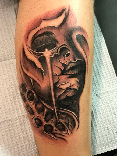 Explore 1/2 sleeve tattoo ideas, creative tattoo ideas in Roscoe, available at Elevated Ink Tattoo