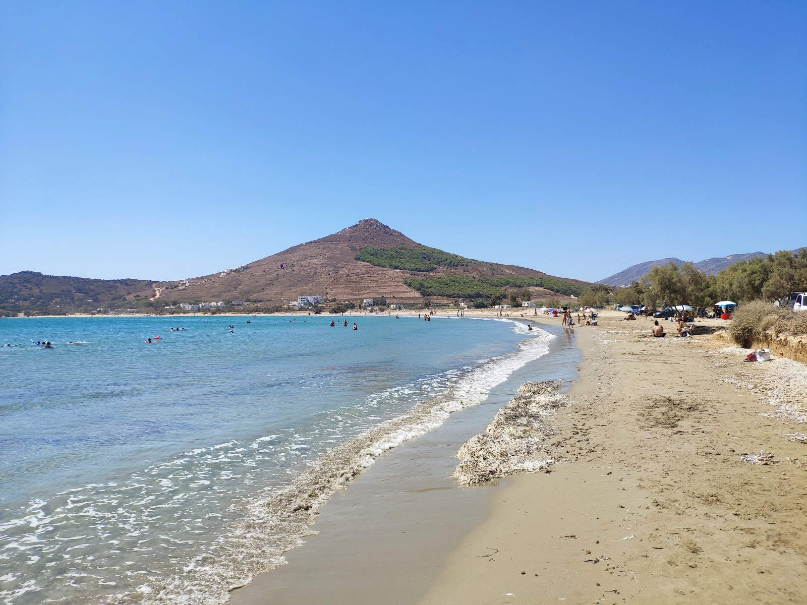 Foto van Molos beach met fijne beige zand oppervlakte