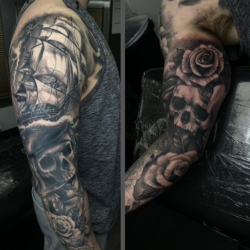 Explore tattoo ideas for your legs, creative tattoo ideas in Roseville, available at Emerald Tattoo & Piercing - Roseville