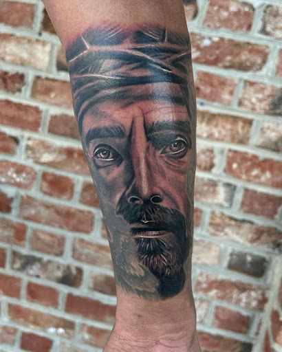 Explore knee tattoo ideas male, creative tattoo ideas in Ambler, available at Tattoo GalaxyAmbler Piercing & Custom Tattoos
