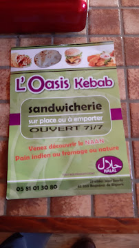 Menu / carte de IOasis Kebab à Bagnères-de-Bigorre