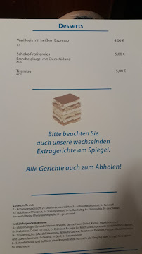 Menu du Gaststätte Alkonia-Stuben à Illingen
