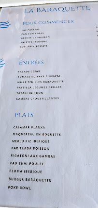 Restaurant catalan La Baraquette à Torreilles (la carte)