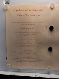 Menu du Gasthaus Zum Schneider à Pottenstein