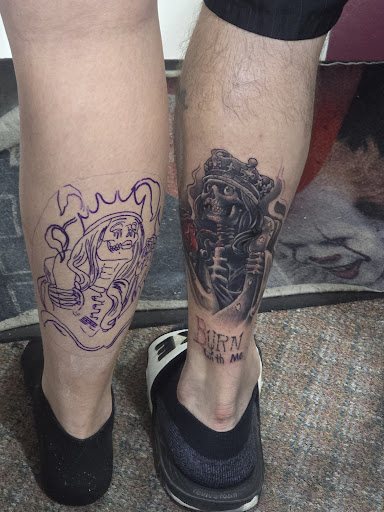 Explore outside arm tattoo ideas, creative tattoo ideas in Angola, available at Hoodlum Ink