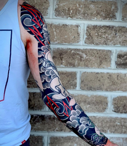 Explore mens sleeve tattoos ideas, creative tattoo ideas in Virginia Beach, available at Salt Water Tattoo
