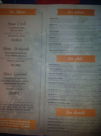 Les Filaos Restaurant réunionnais à Lyon menu