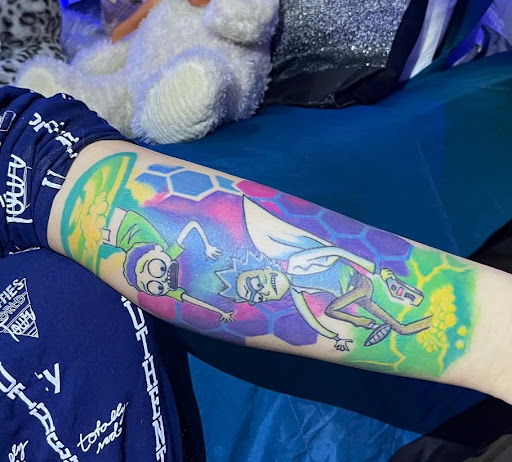 Explore colour tattoo sleeve ideas, creative tattoo ideas in Hollywood, available at Major Ink Studios