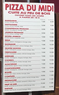 Pizza du Midi à Bormes-les-Mimosas carte