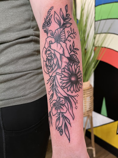 Explore mens half sleeve tattoo ideas, creative tattoo ideas in Bradley, available at Electric Lady Lounge