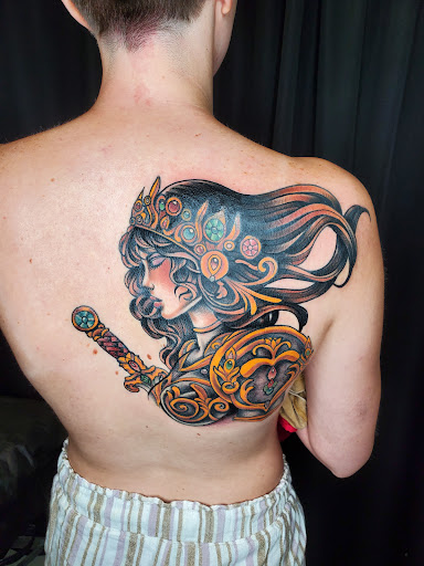 Explore mens color sleeve tattoo ideas, creative tattoo ideas in Matthews, available at Divine Arts Tattoo Company