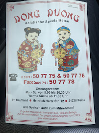 Menu du Dong Duong à Peine