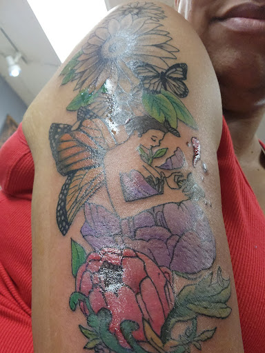 Explore leg cover up tattoo ideas, creative tattoo ideas in Yorktown, available at Army Navy Tattoo