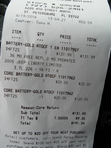 Auto Parts Store «Advance Auto Parts», reviews and photos, 6220 4th Street North, St Petersburg, FL 33702, USA