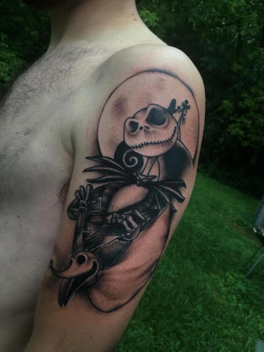 Explore halloween sleeve tattoo ideas, creative tattoo ideas in Lake Villa, available at Eternal Tiger Tattoo