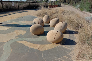 The Ancient Yarra River with Bunjil's Eggs Sculpture