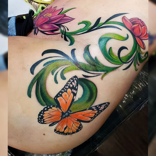 Explore life and death sleeve tattoo ideas, creative tattoo ideas in Murrieta, available at CON INK TATTOOS LLC