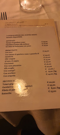 Restaurant de fruits de mer Trattoria Ai Gechi à Stromboli (la carte)