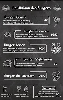 Menu du foodtruck - La maison des burgers à Semur-en-Auxois