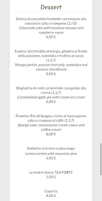 Carte du Ristorante Passone à Montevecchia