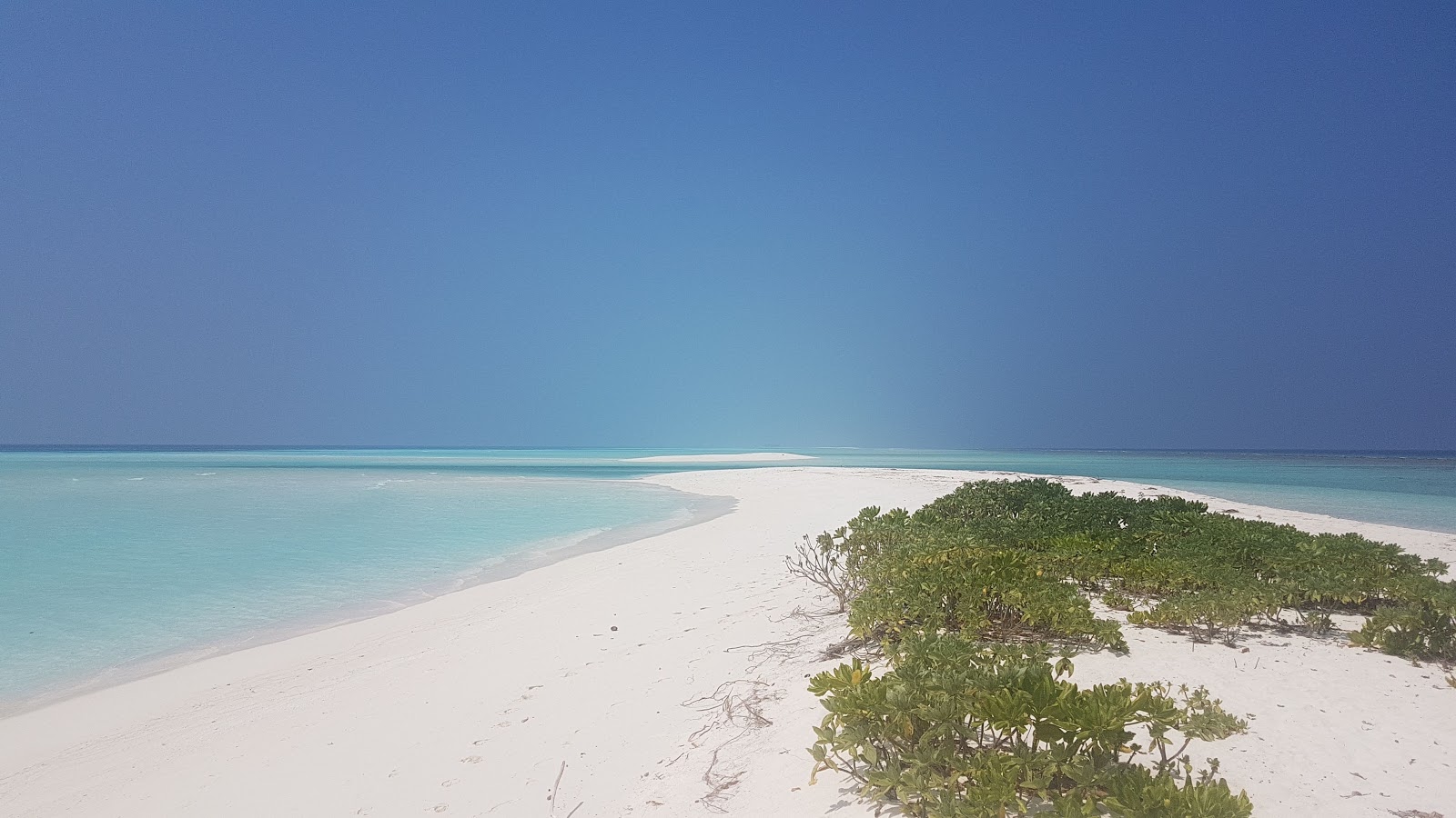 Foto von White Sandy Beach mit türkisfarbenes wasser Oberfläche