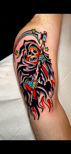 Explore daughter sleeve tattoo ideas, creative tattoo ideas in Johnson City, available at Gold Cross Tattoo Co.