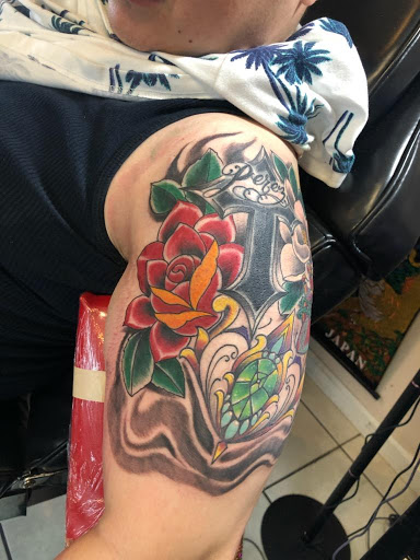 Explore great shoulder tattoo ideas, creative tattoo ideas in San Jose, available at Blue Rose Tattoo