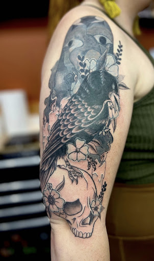 Explore tooled leather tattoo ideas, creative tattoo ideas in Virginia Beach, available at Blue Horseshoe Tattoo & Piercing