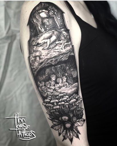Explore small horror tattoo ideas, creative tattoo ideas in Winter Park, available at Tim Lease Custom Tattoos